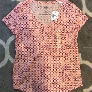 Sonoma Pink, Red and White Print Every Day Tee